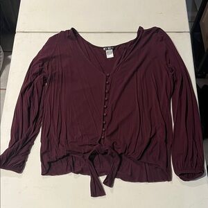 VENUS Burgundy Button-Down Blouse